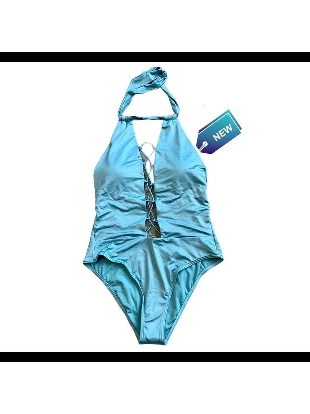 CIKADA Australia blue crisscross one piece swimsuit